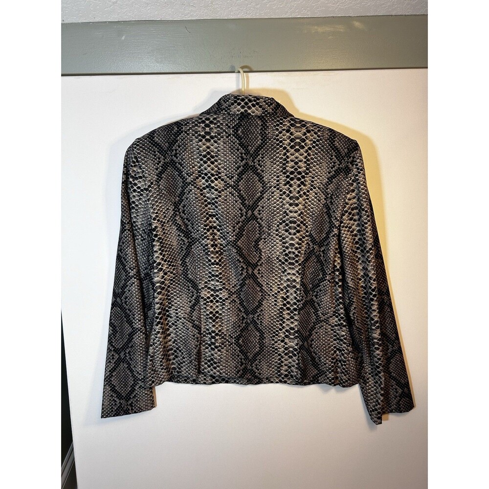 Positive Attitude Womens Size 14 Snake Print Zip Front Jacket Black Gray Career - Picture 12 of 15